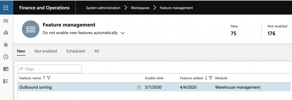 Feature management D365